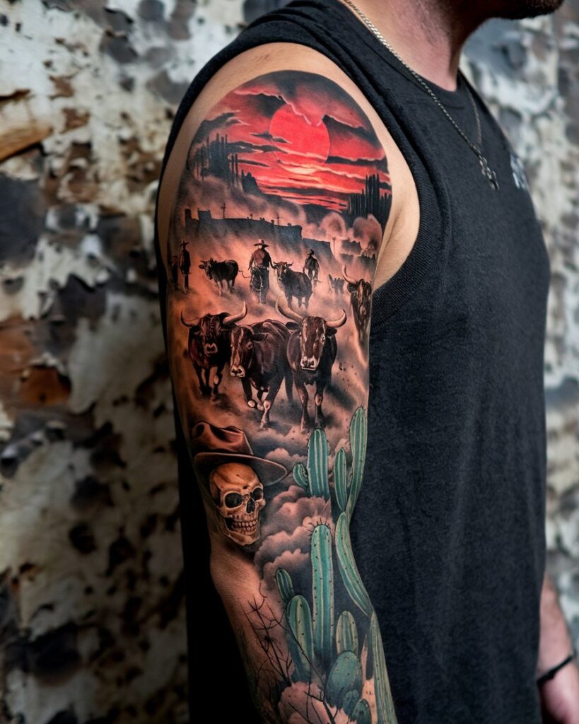 Cowboy Full-Sleeve Tattoo