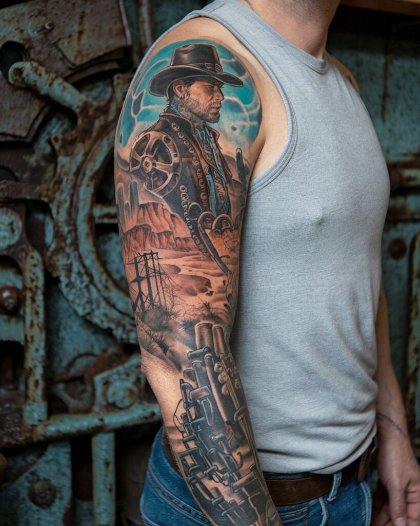 Cowboy Sleeve Tattoo