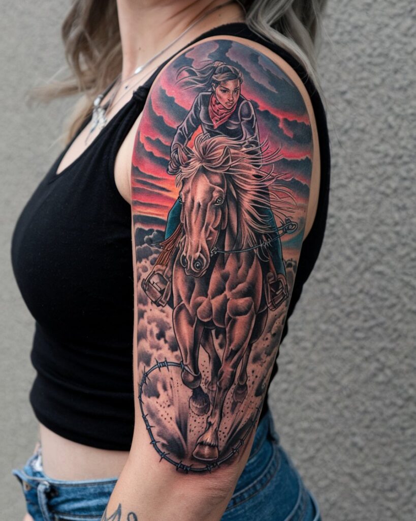 Cowgirl On A Horse Tattoo