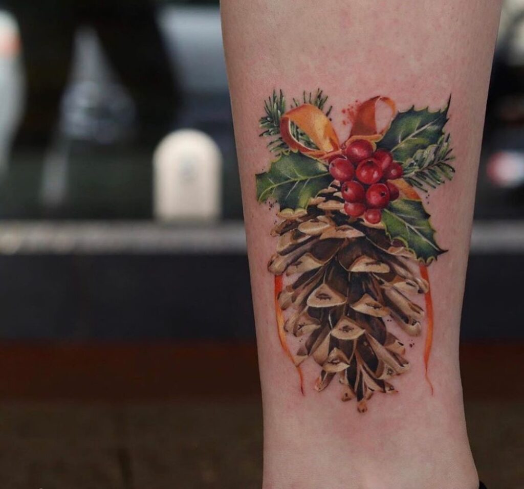 Decorated Pinecone Tattoo