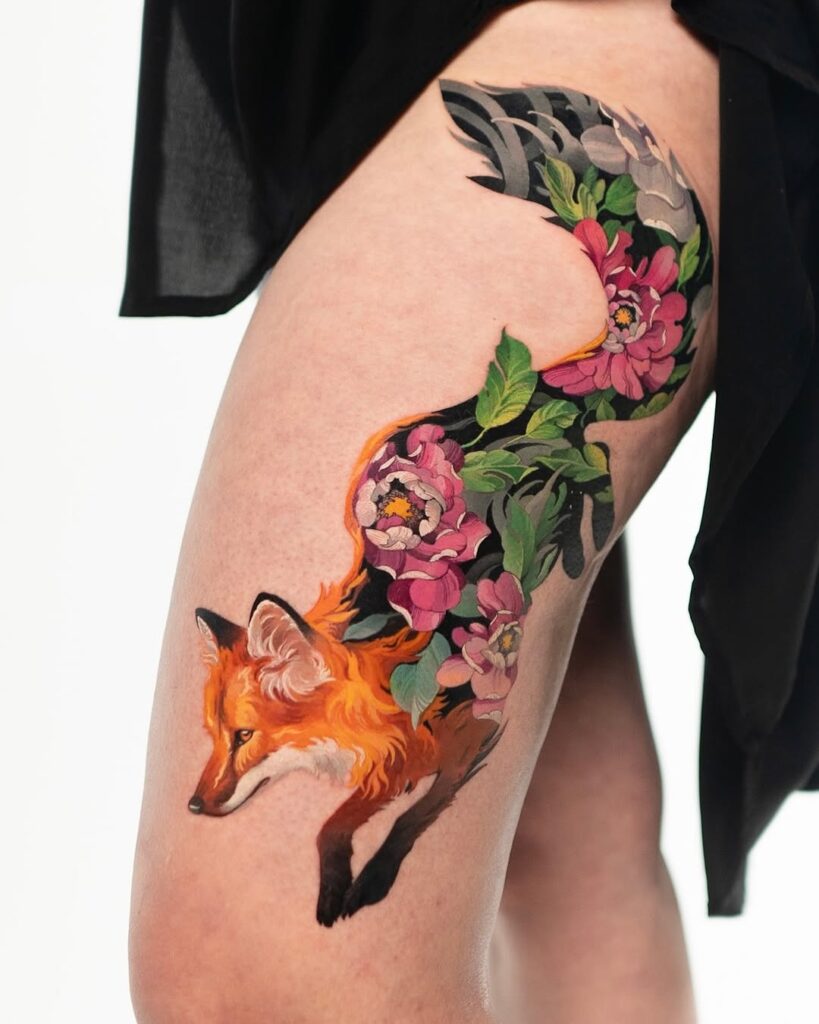 Double Exposure Fox Tattoo