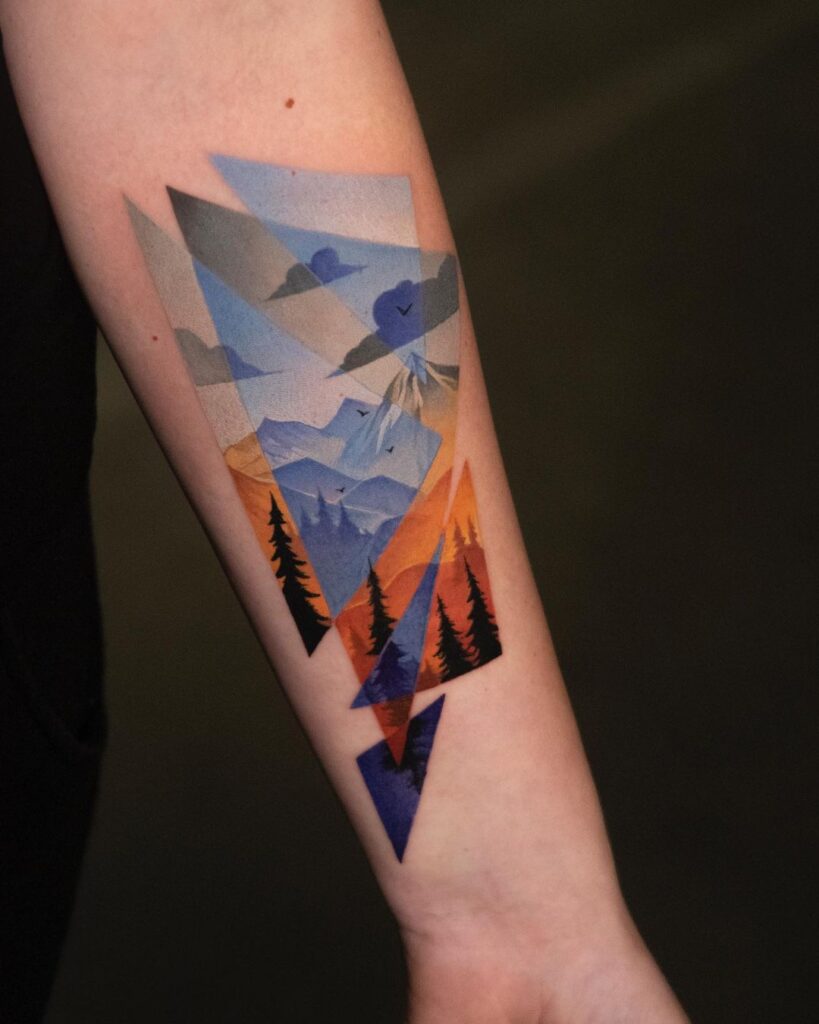 Double Exposure Geometric Tattoo