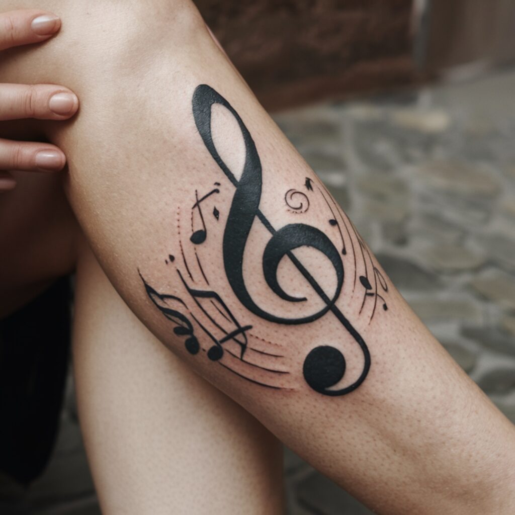 Tatuagem elegante de clave de sol