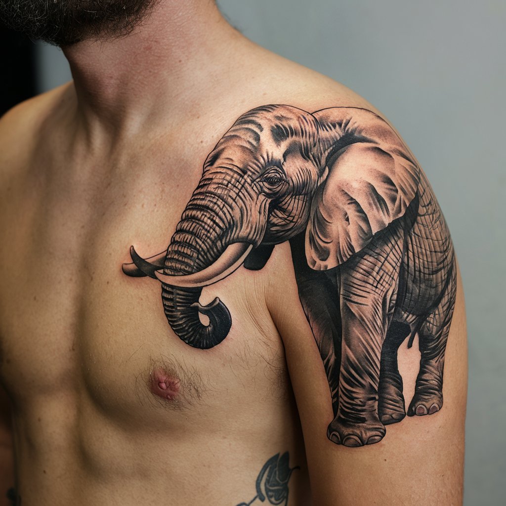 Elephant Shoulder Tattoo