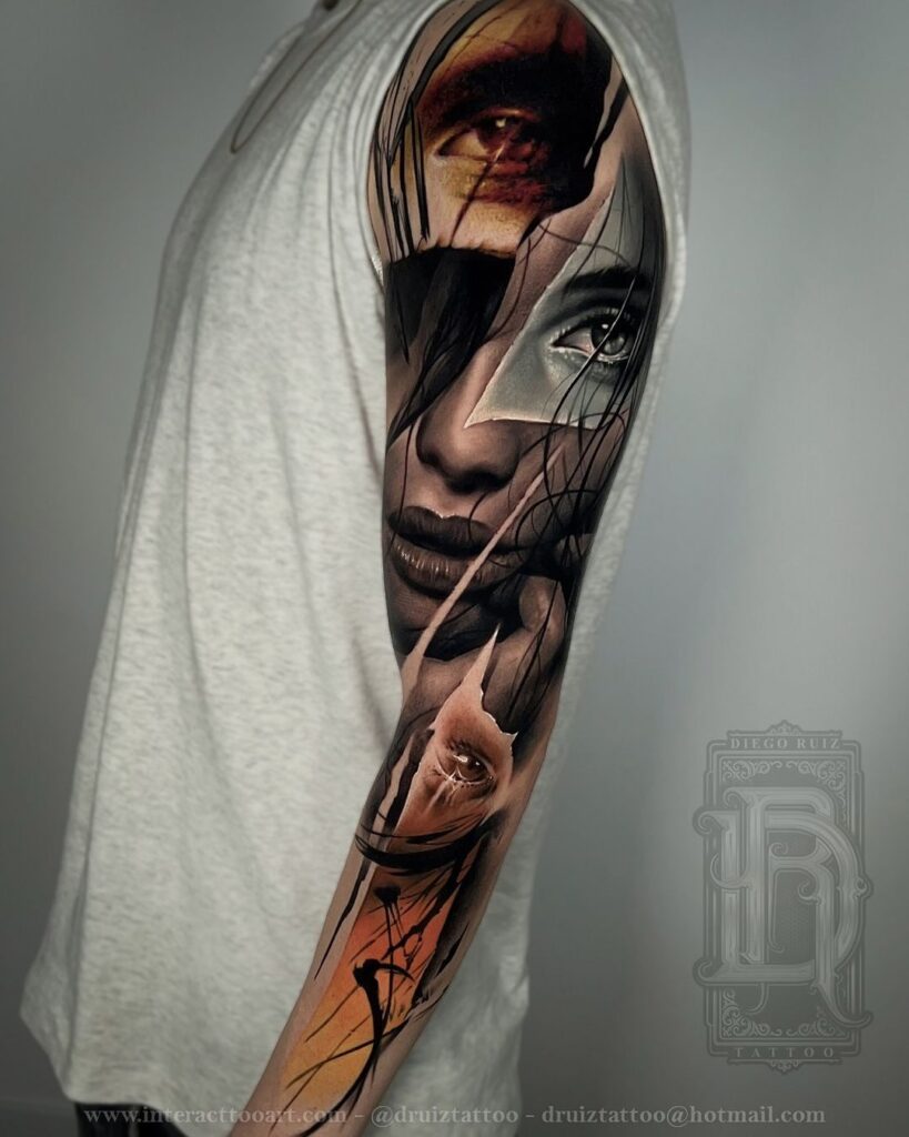 Eyes of Three Women Tattoo Sleeve