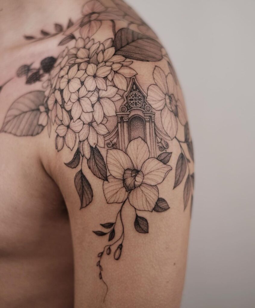 Floral Shoulder Tattoo