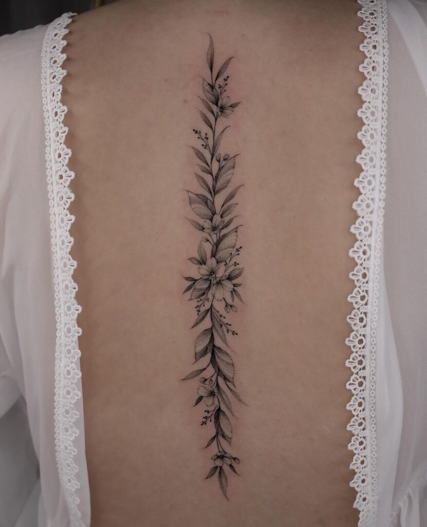 Freehand Spine Tendril Tattoo