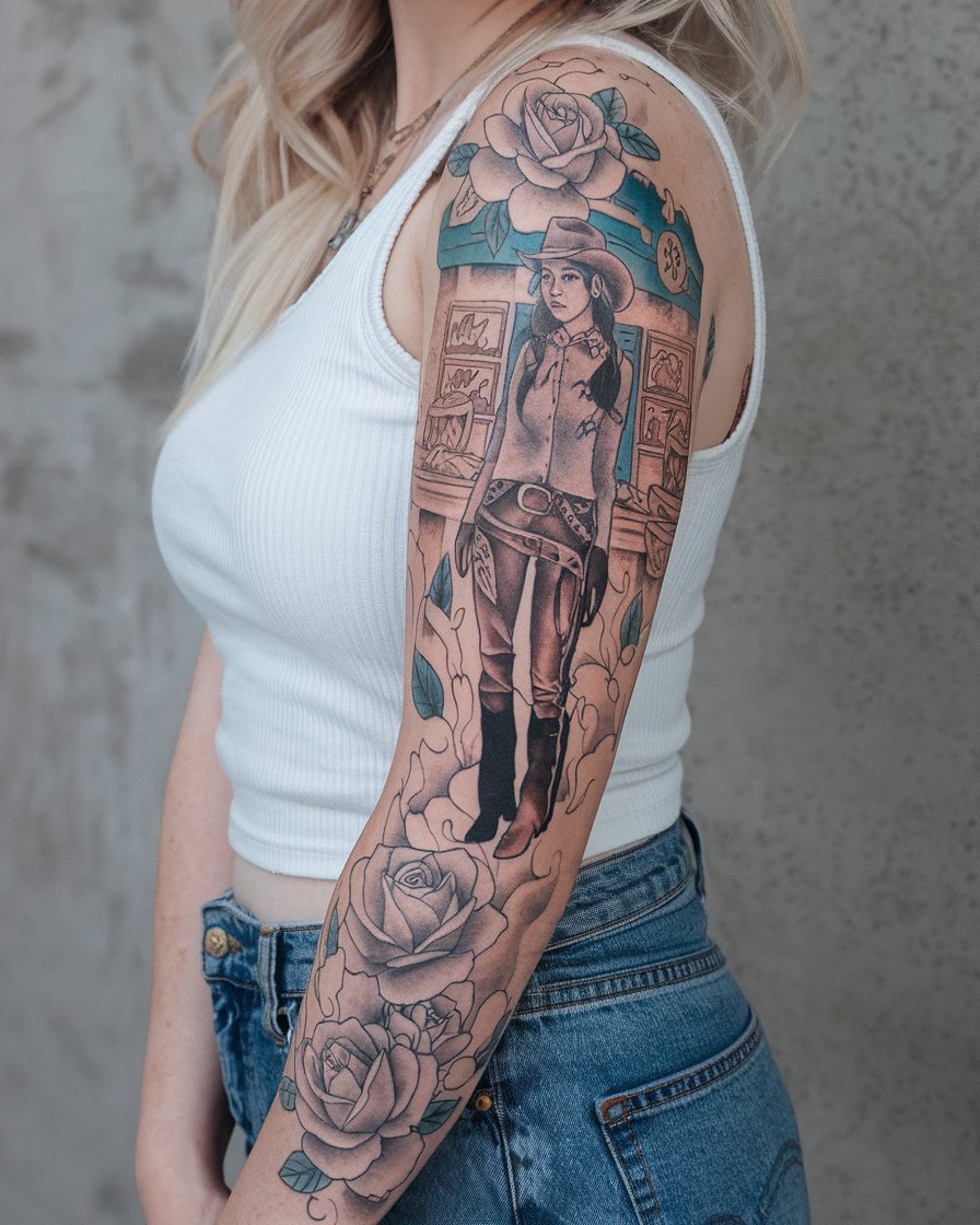 12 Cool Cowboy Sleeve Tattoos With A Western Vibe