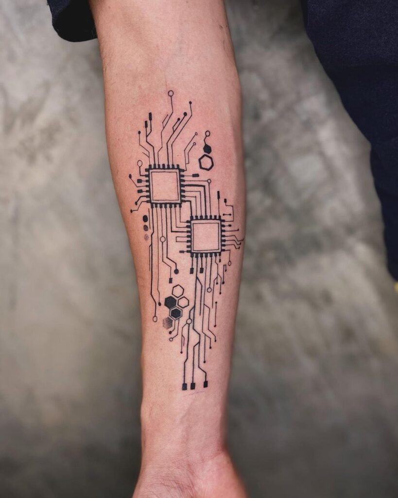 Futuristic Tech-Inspired Tattoo