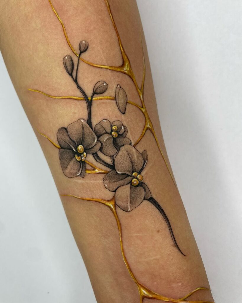 Kintsugi Tattoo With Cherry Blossom