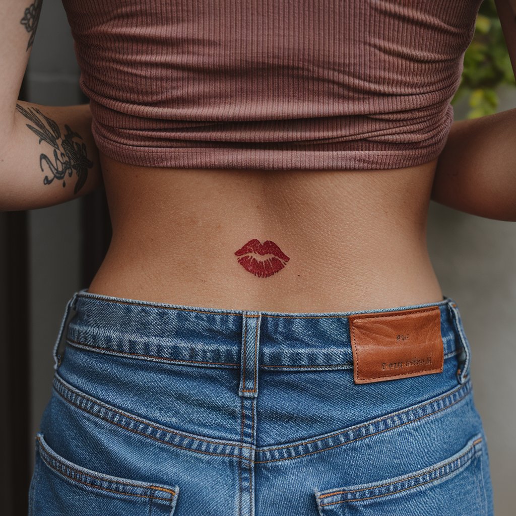 Kiss Mark Lower Back Tattoo