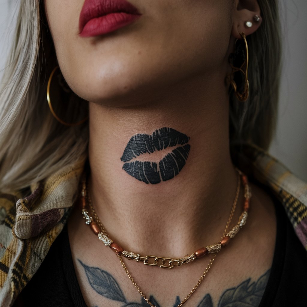 Kiss Mark Neck Tattoo