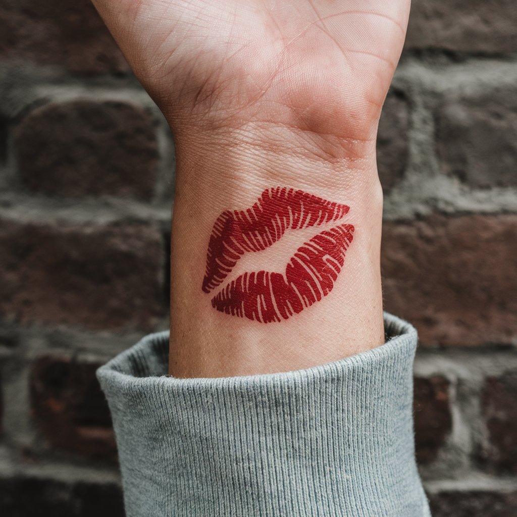 Kiss Mark Wrist Tattoo