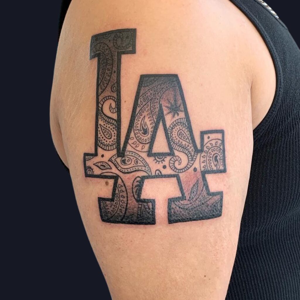 LA Ornate Lettering Tattoo