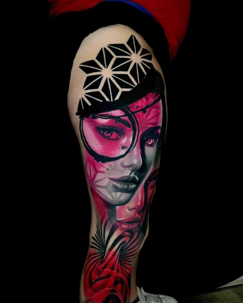 Leg Sleeve Mosaic Tattoo