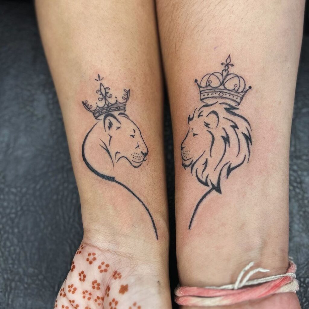 Tatuaje de león y leona