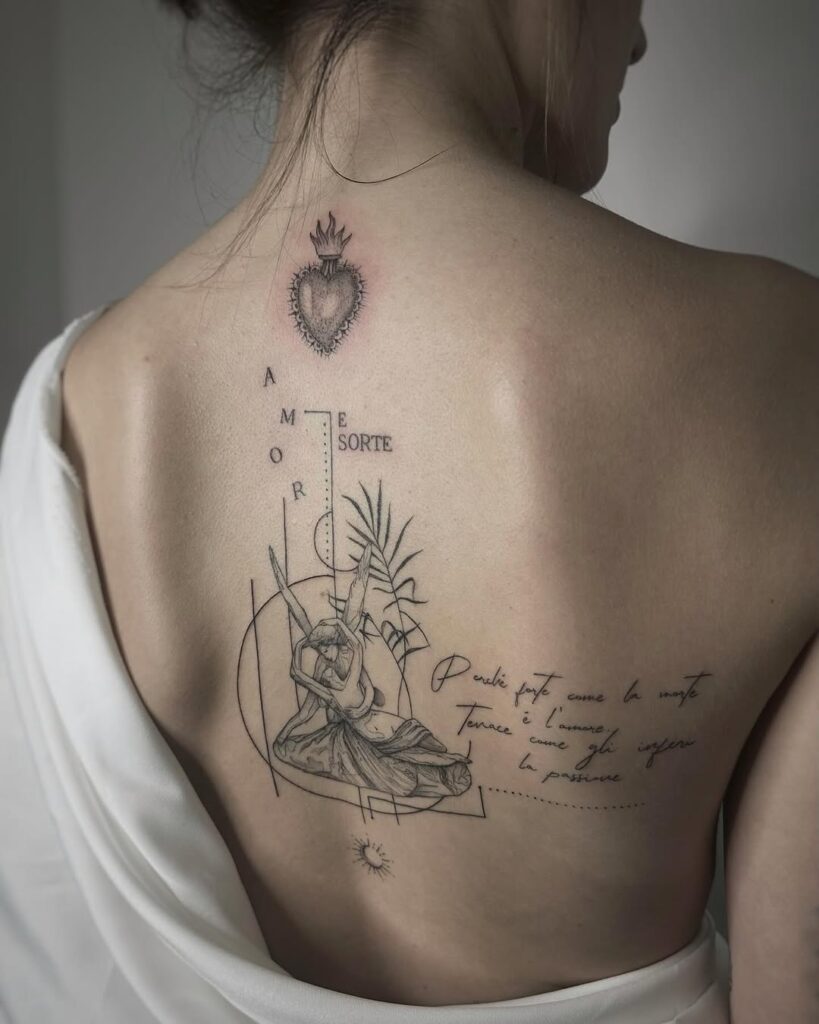 Tatuagem de conceito de amor e sorte