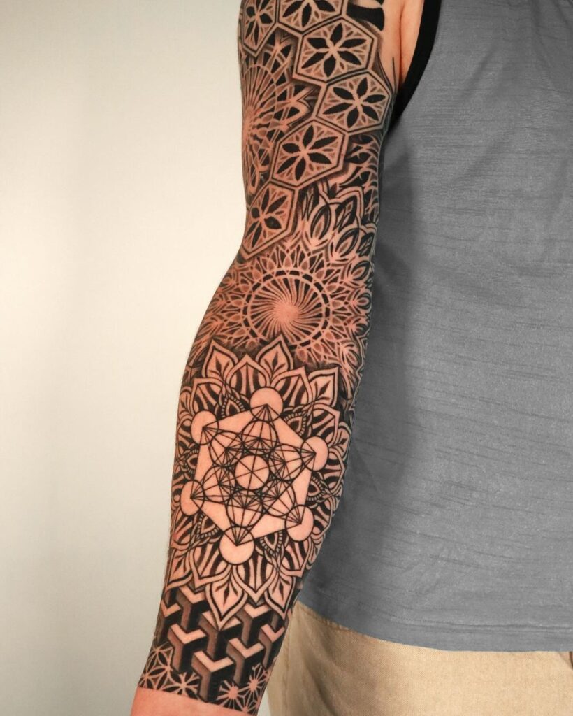 Mandala & Geometric Sleeve Tattoo