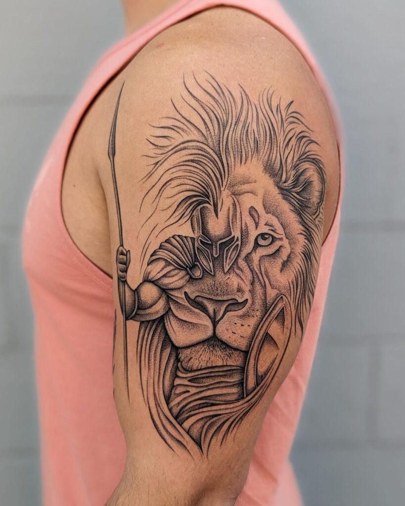 Tatuaje de león masculino