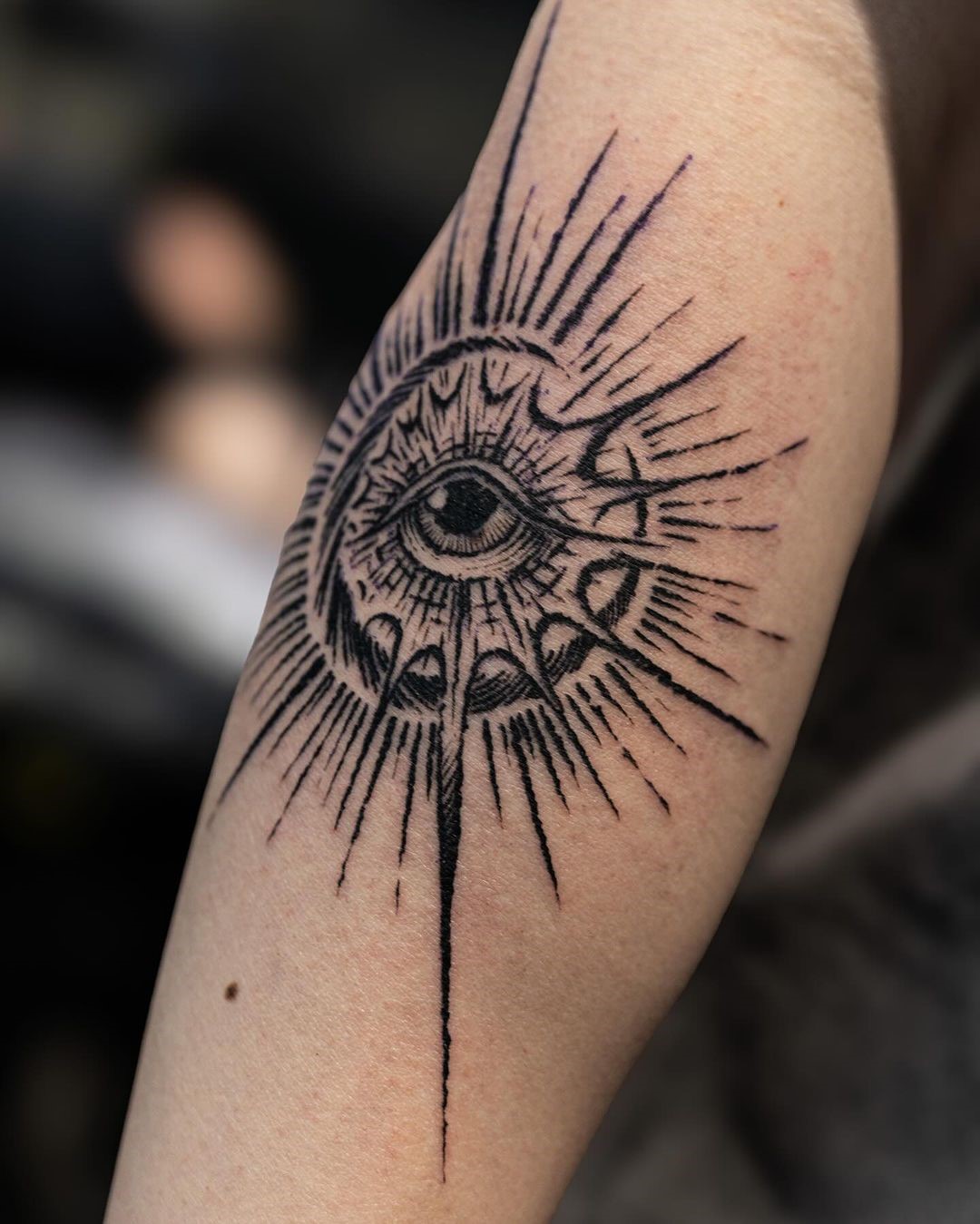 Moon, Eye, And Star Tattoo