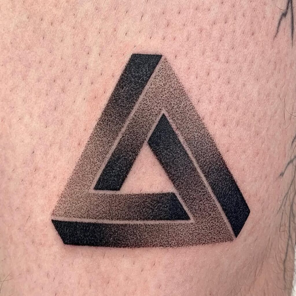 Tatuagem de triângulo de Penrose com trabalho de pontos