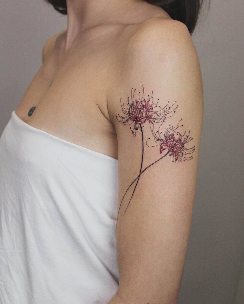  Red Spider Lily Arm Tattoo