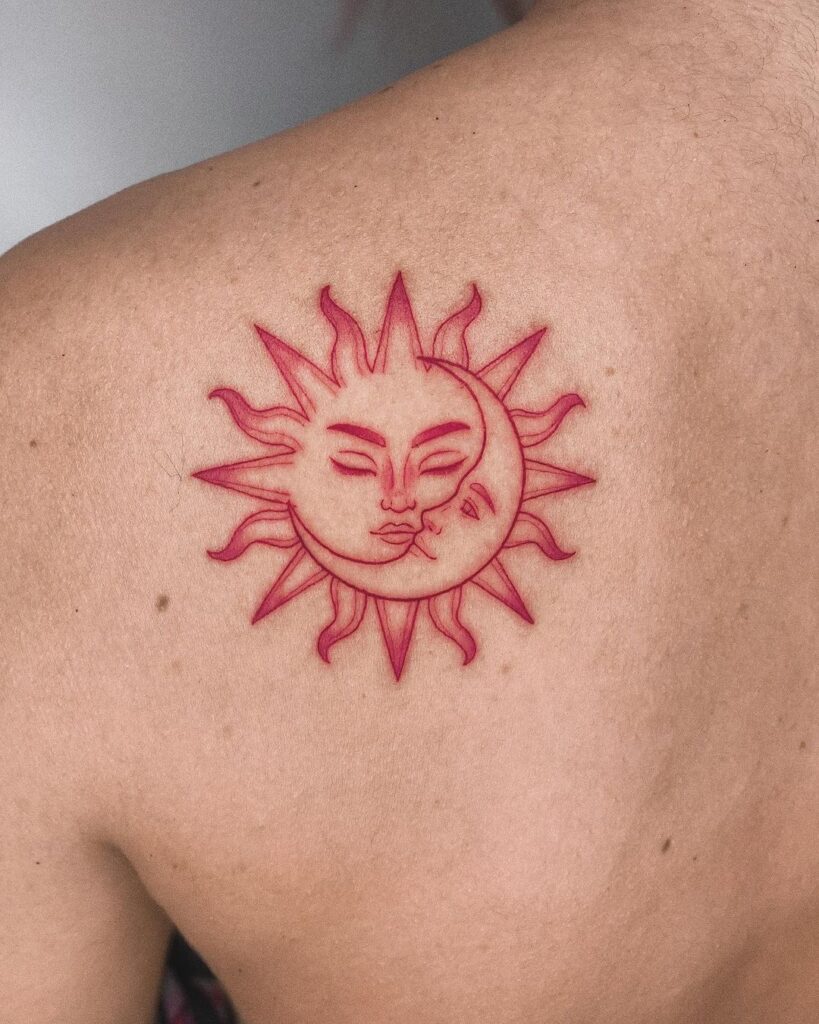 Red Sun And Moon Tattoo