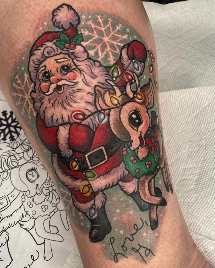 Santa Claus & Reindeer Tattoo