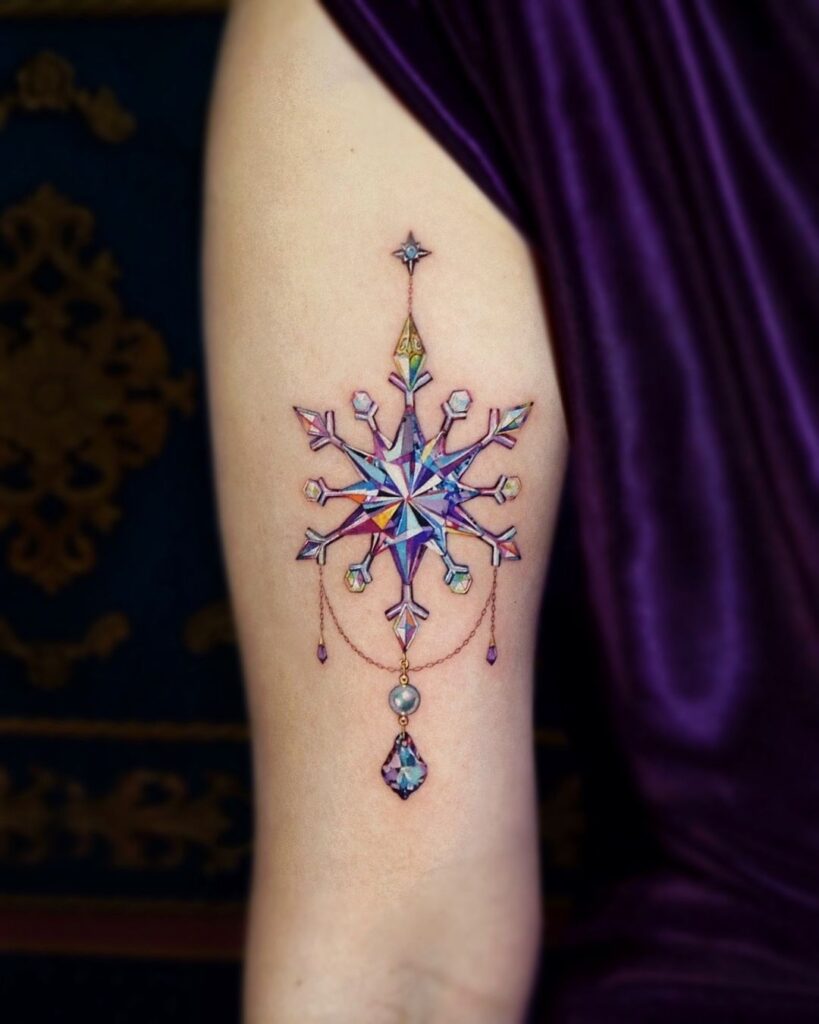 Tatuaje de joyería de copo de nieve