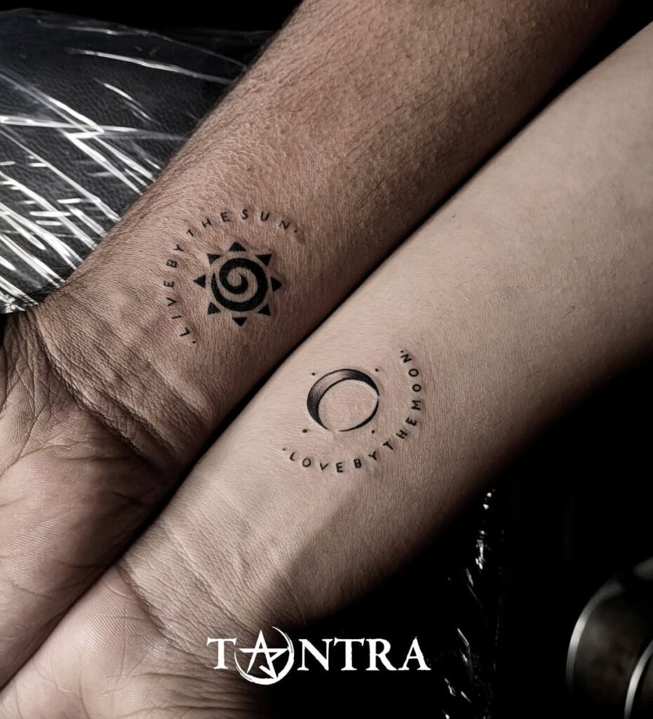 Tatuaje de la pareja Sol y Luna