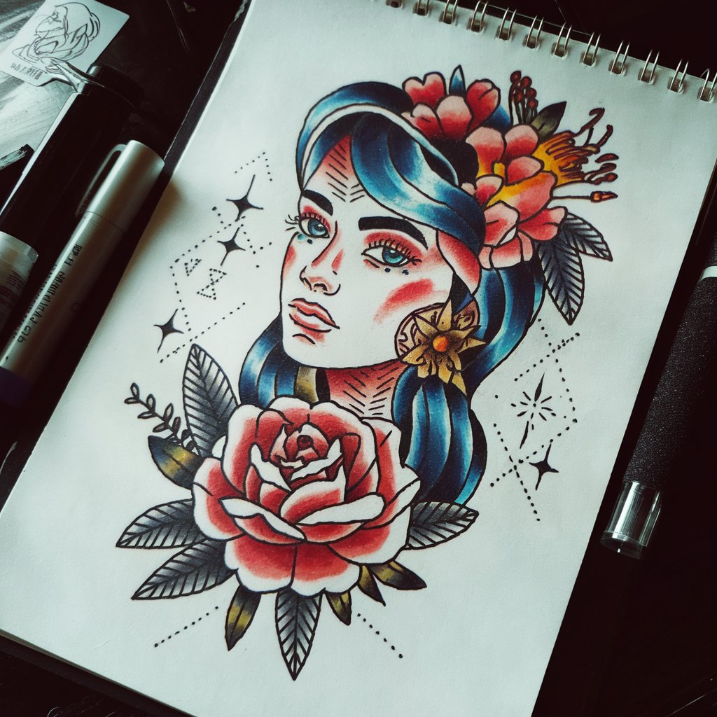 Traditional Style Tattoo Art Drawing