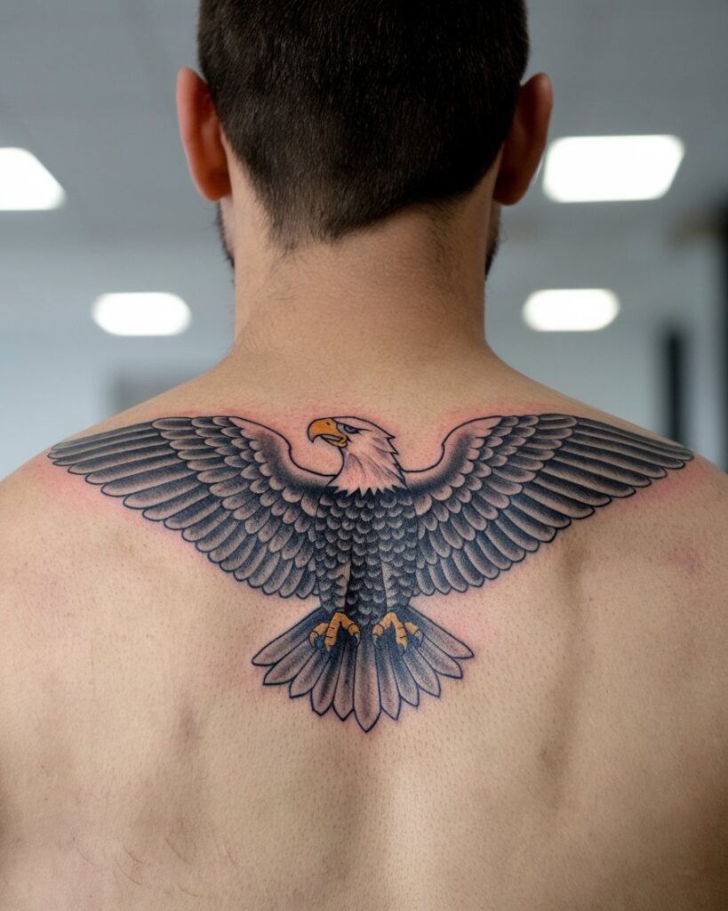 Tatuaggio dell'aquila sulla schiena