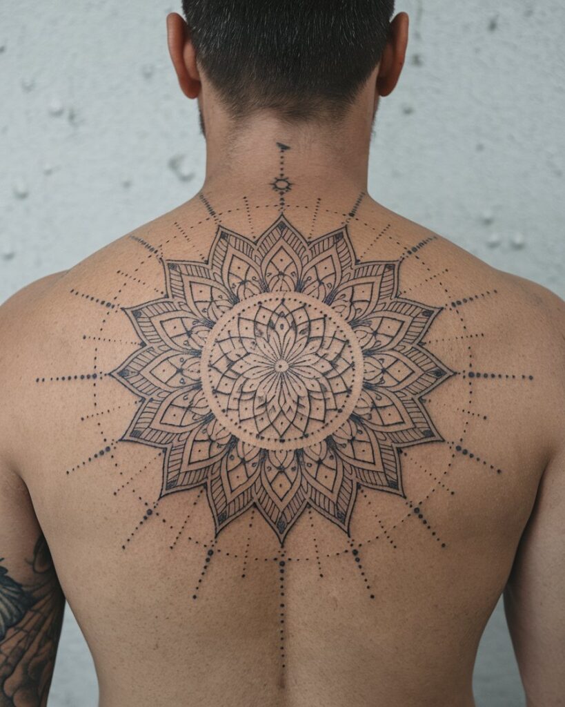 Tatuaggio Mandala della parte superiore della schiena