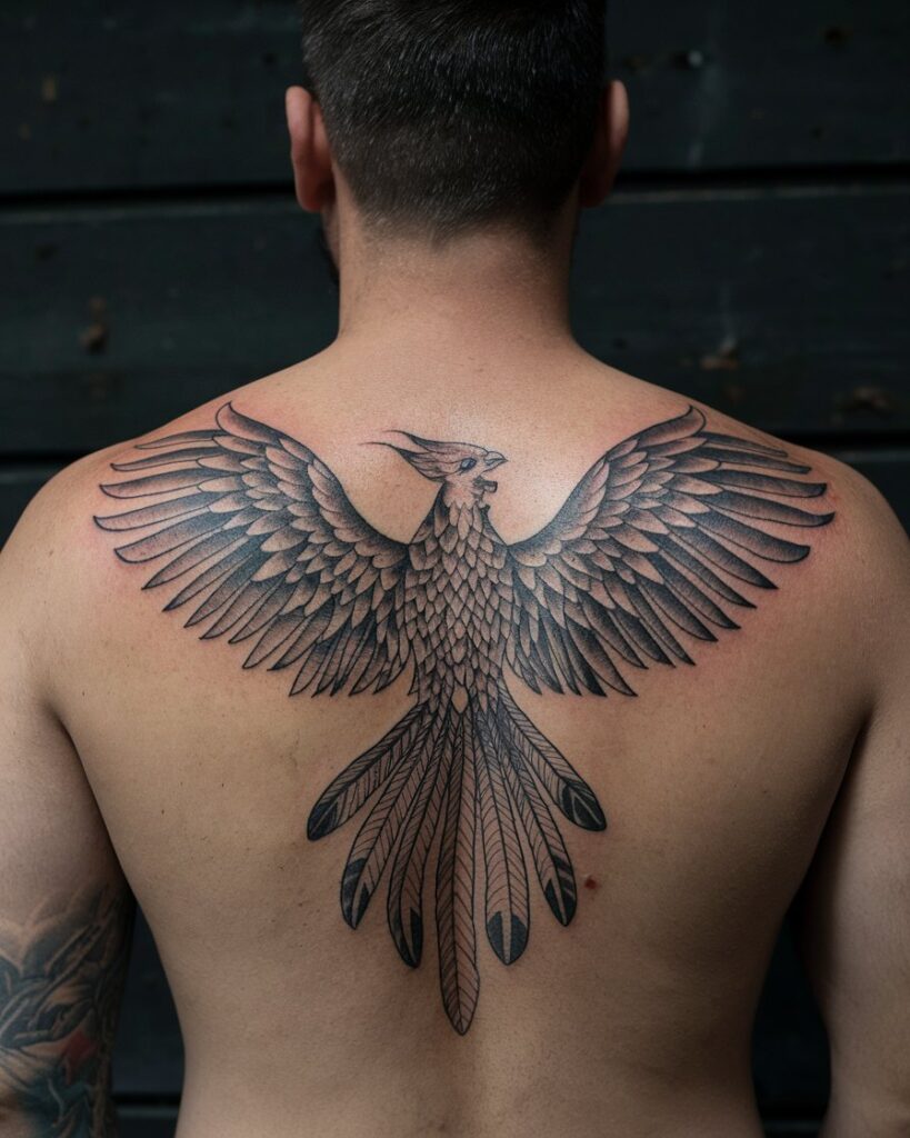 Tatuaggio Phoenix della parte superiore della schiena