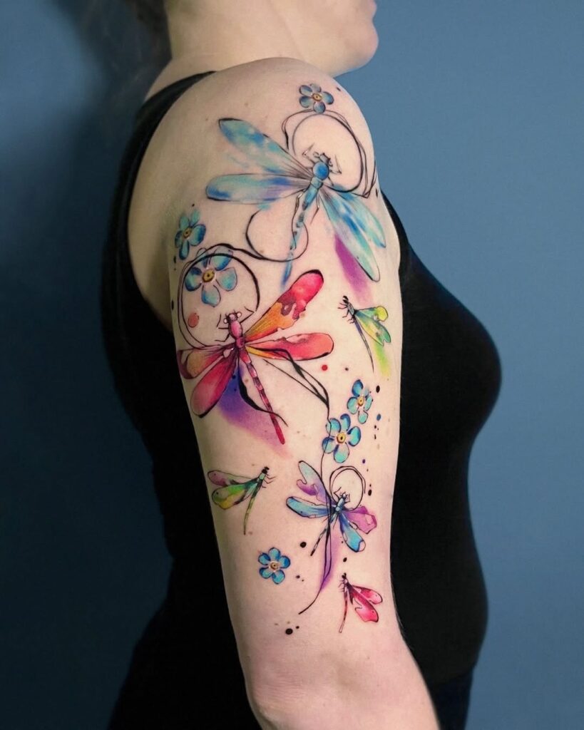 Watercolor Dragonfly Tattoo