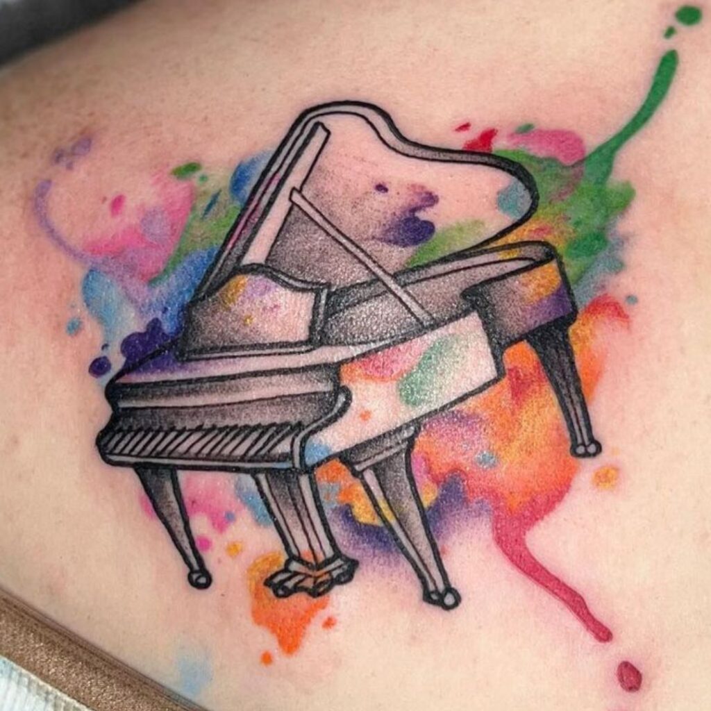 Watercolor Piano Tattoo