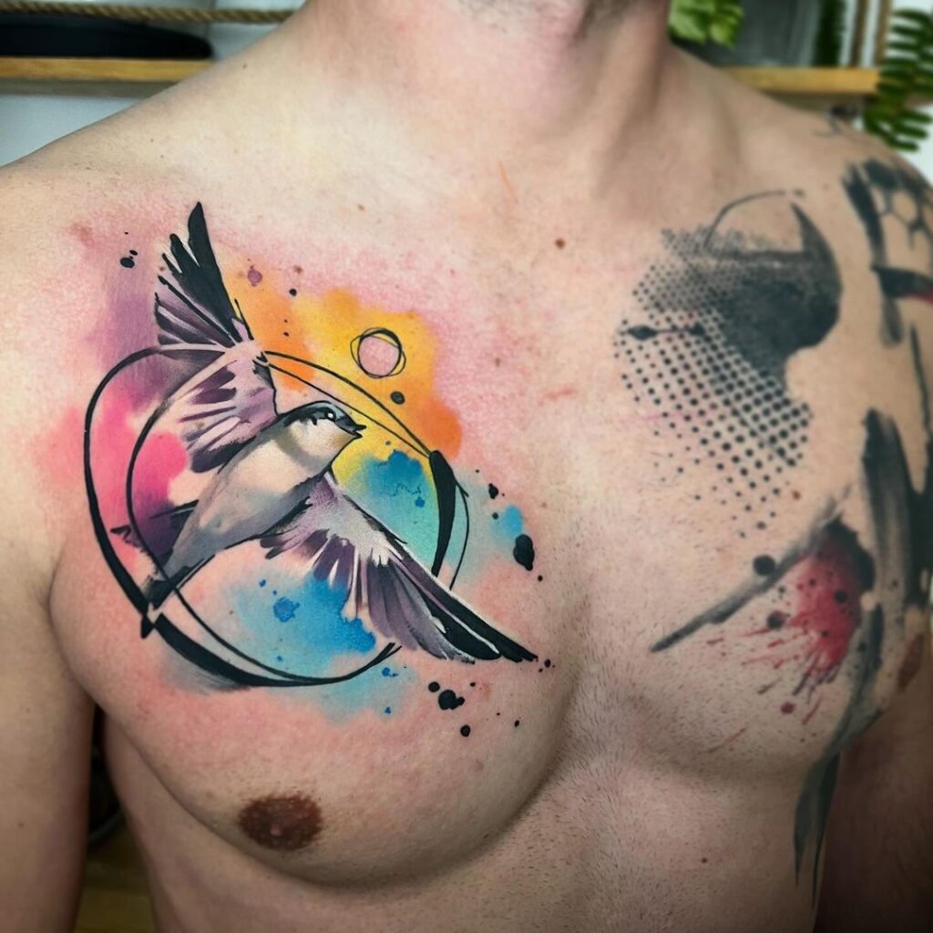 Watercolor Swallow Tattoo