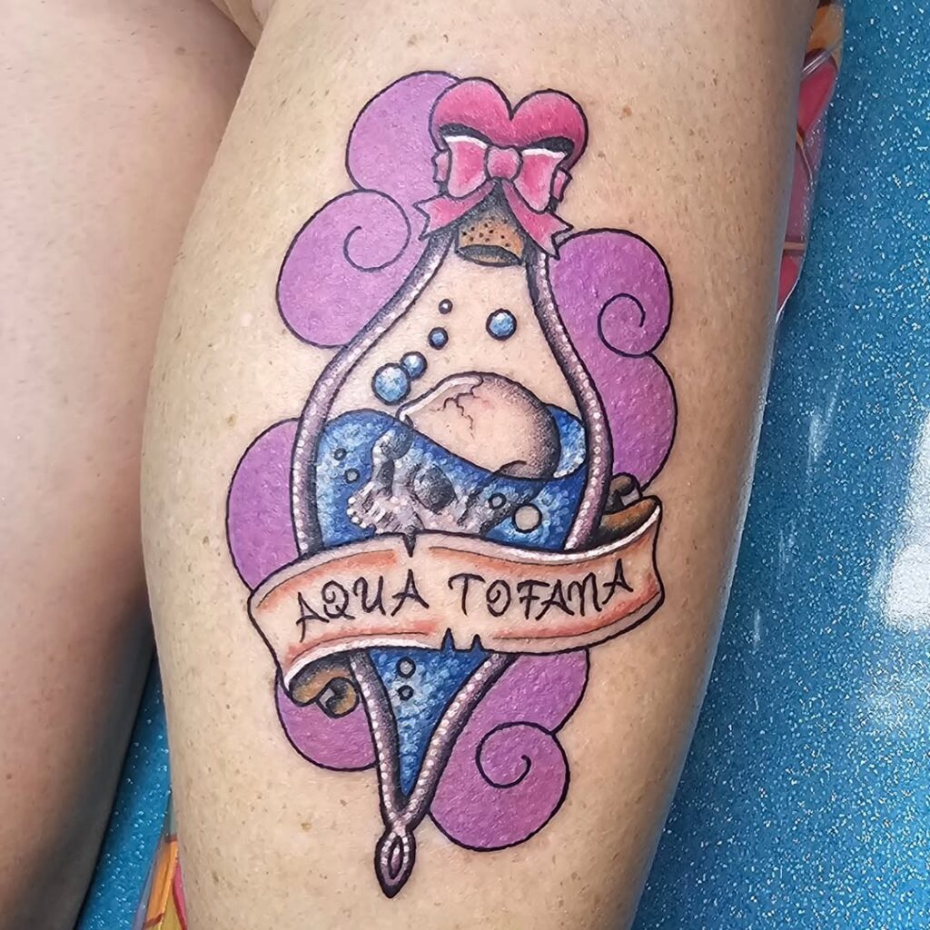 Tatuaggio della gamba Whimiscal Aqua Tofana