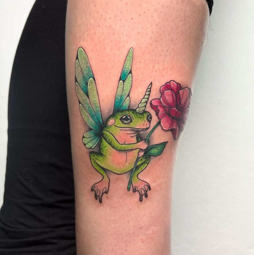 Whimsical Frog Fairy Tattoo