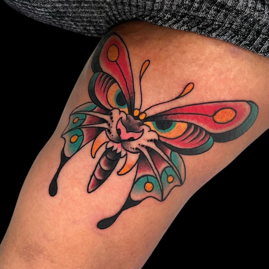 Whimsical Panther Butterfly Tattoo