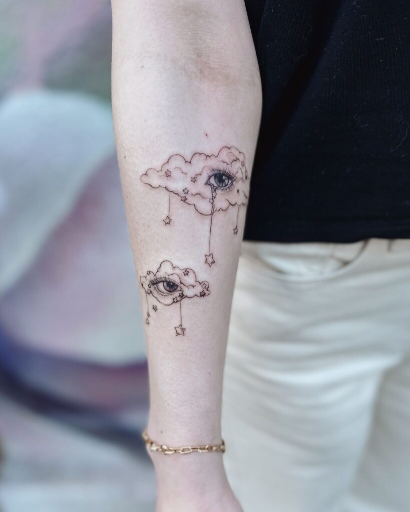 Whimsical Starry Tears Tattoo