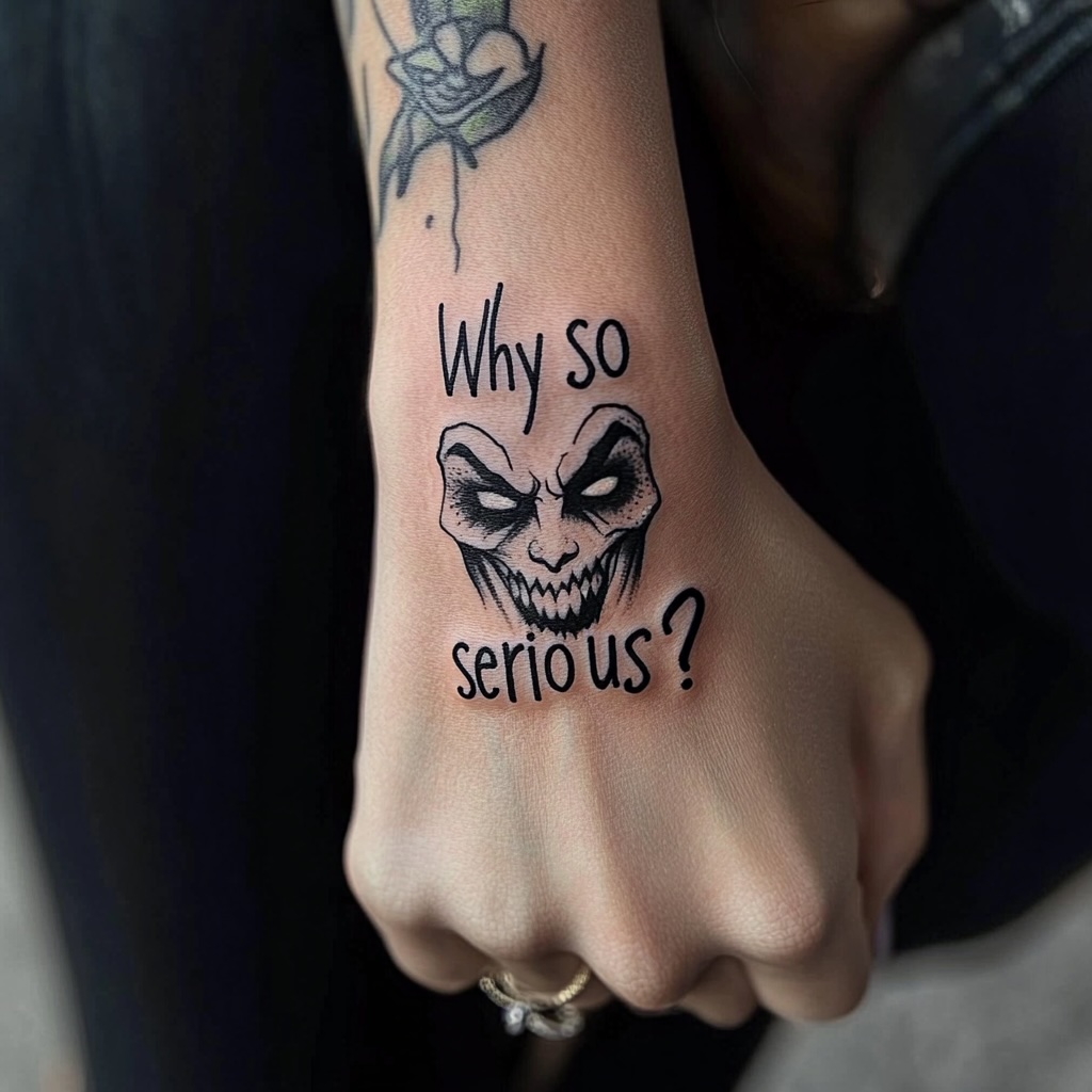 Why So Serious Quote Joker Hand Tattoo