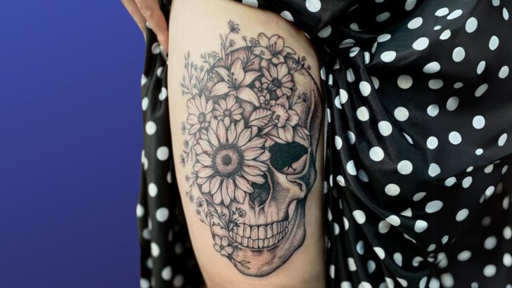 11 Floral Skull Tattoos That Are Back In Style And Cooler Than Ever