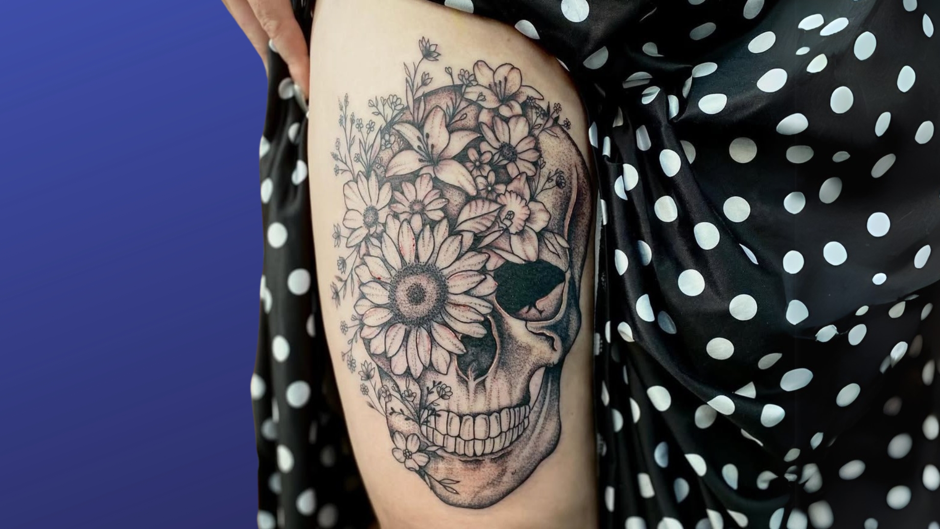 floral skull tattoos