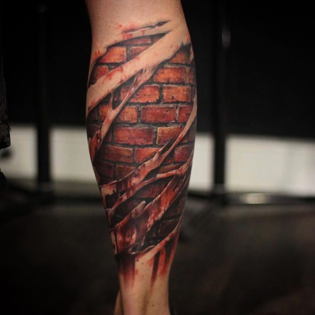 Tatuagem de parede de tijolo 3D