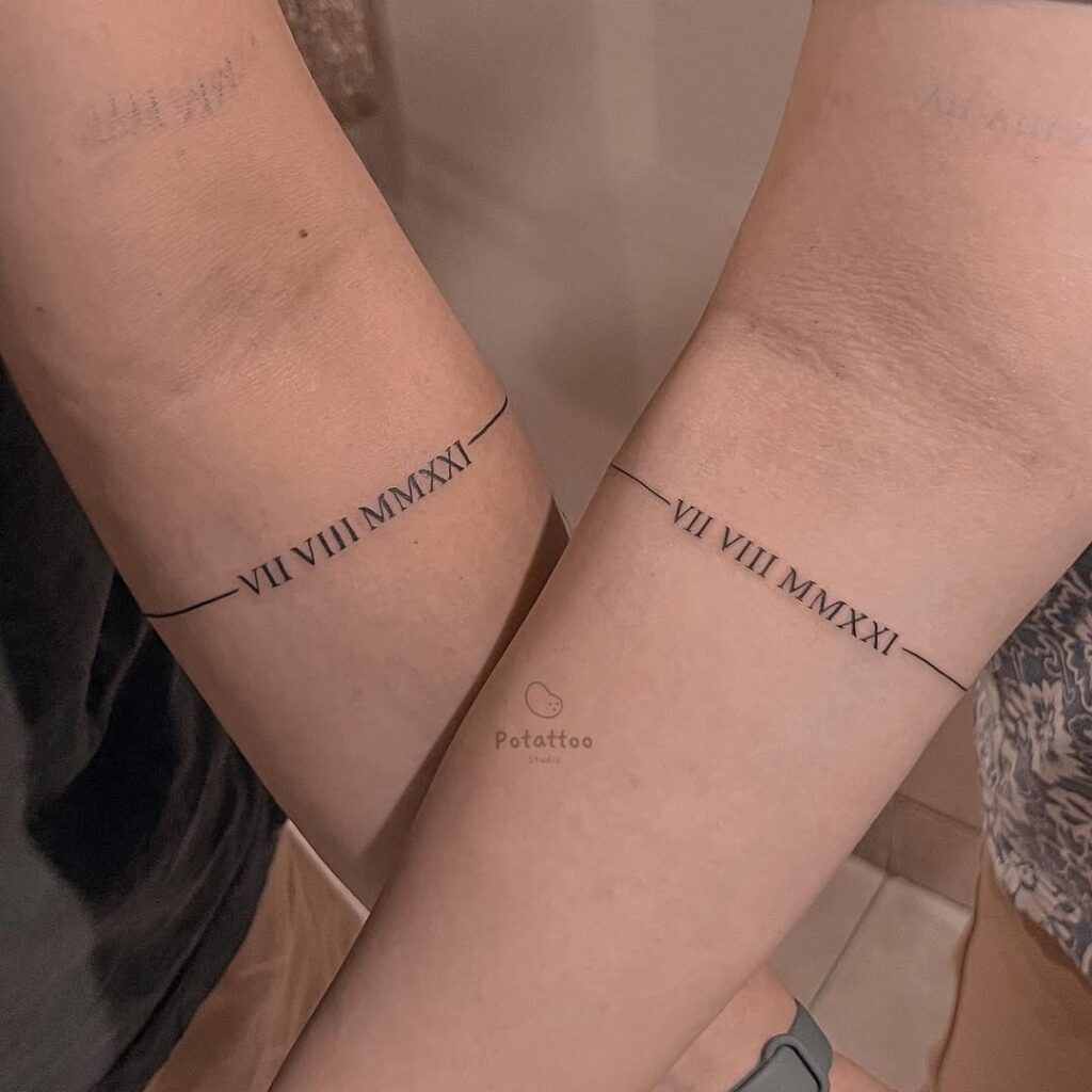 Anniversary Date Couple Tattoo