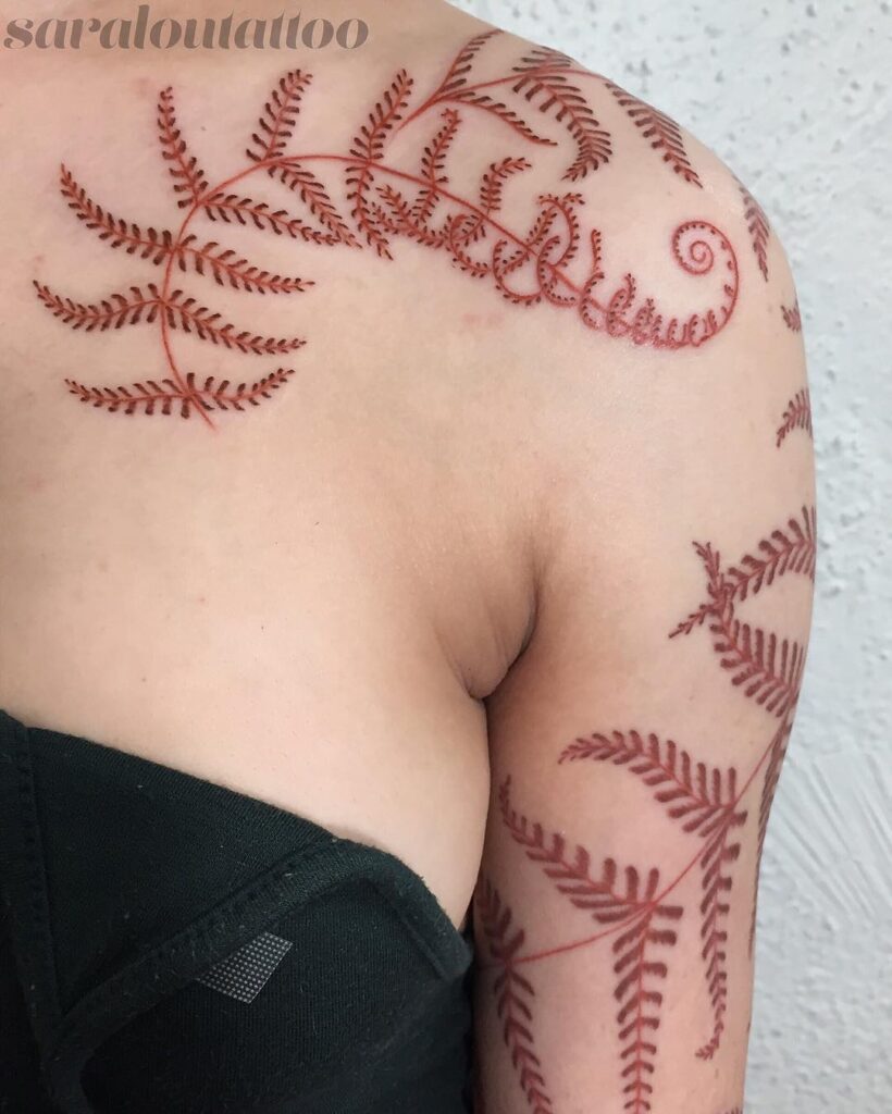 Brown Ink Fern Tattoo