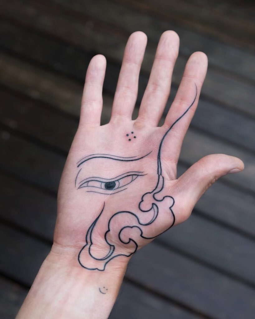 Tatuaje de la mano con el ojo de Buda