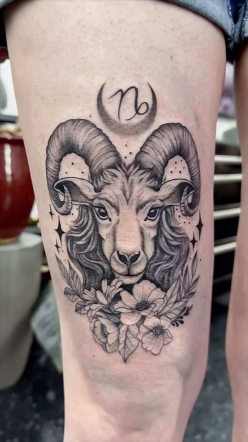 Tatuaje de cabra de Capricornio