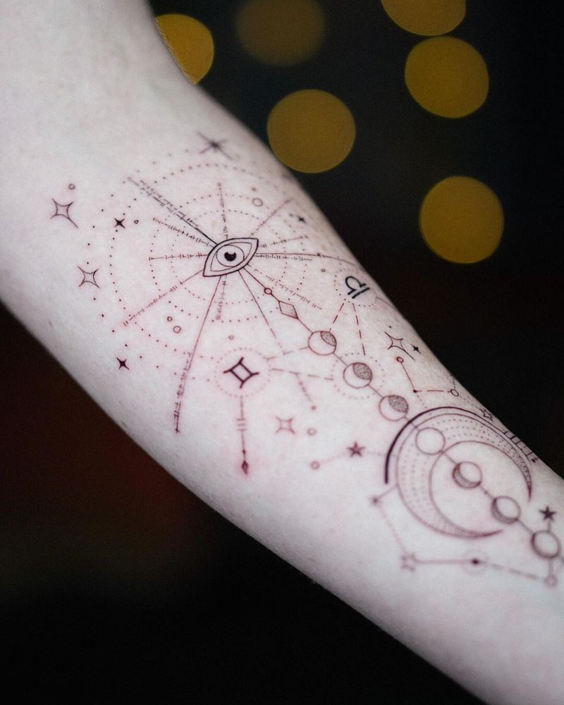 Tatuaje de un mapa celeste